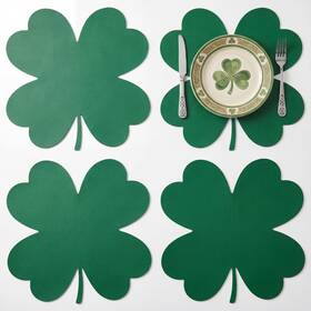 Remerry Oy-remerry-2673 Leather St. Patricks Day Placemats Set Of 4 Shamrock Shaped Place Mats 13.7x13