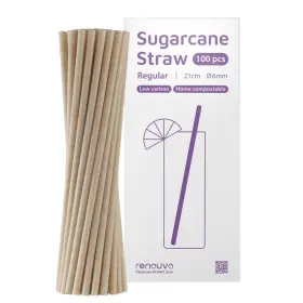 Renouvo 711198595150 Sugarcane Straws Homecompostable Carbon Footprint Verified Plasticfree Pfasfree