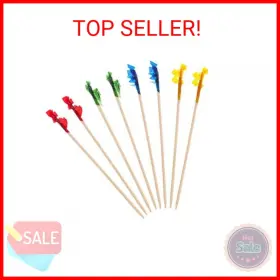 Renyih 445050159170 4 Inch Wood Frill Picks Toothpicks 1200 Pcs Cocktail Sandwiches Cock