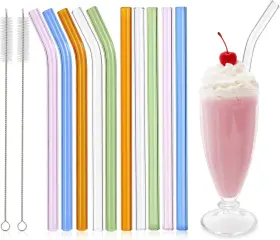 9ftftx12 Renyih 445054484483 10 Pcs Reusable Glass Smoothie Straws Mm Drinking For Milksh
