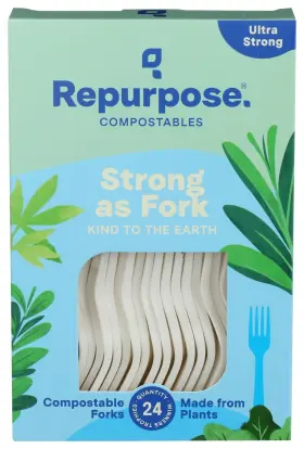 Repurpose Compostables 855995003068 High Heat Forks 24 Ct Disposable Tableware White