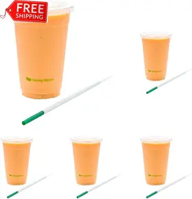 Rwp0302g-100 Restaurantware 8.3 Inch Cold Drink Straws Sturdy Green Plastic Wrapped 5 Packs 100