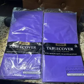 13335 Retekt Brand Lot Of 2 New Amscan 54 Inch X 108 Violet Colored Plastic Tablecover