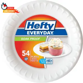 D20769 Reynolds Food Packaging Hefty Everyday 7 Inch Foam Snack Plates White 54 Count