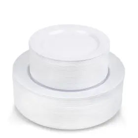 Ricpok 422921636862 100 Piece Plastic Party Plates White 50 Premium Heavy Duty 10.25 Inch Dinner