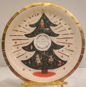 Pxj001 Rifle Paper Co New Round Nutcracker Party Plates Christmas Holiday Tree