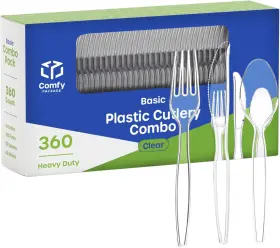 Rikkel Corp. 705353103032 Gusto 360 Combo Pack Basic Clear Plastic Silverware Heavyweight Disposable Ut
