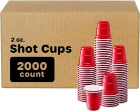 Rikkel Corp. 810085793168 Comfy Package 2 Oz. Red Mini Disposable Plastic Shot Glasses Case Of 000