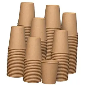 Rikkel Corp 850020988204 300 Pack Kraft Disposable Paper Cups For Hot Coffee - Brown 8 Oz