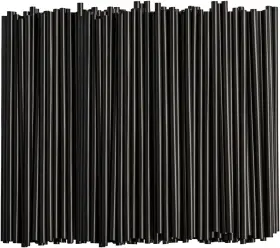 Rikkel Corp. 850020988327 Comfy Package 250 Count 7.75 Inch High Black Straws Disposable Plastic Drinking S