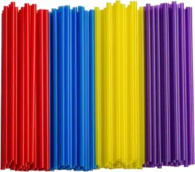Rikkel Corp. 850020988365 250 Pack Colored Straws 7.75 High Disposable Plastic Drinking - Assorted