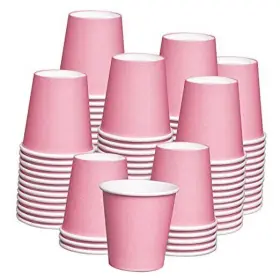Rikkel Corp. 850020988440 3 Oz. - 300 Count Pink Small Paper Cups Disposable Mini Bathroom Mouthwash