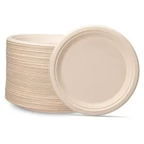 Cp-eco-9k-125 Rikkel Corp 9 Inch - 125 Pack Paper Plates 100% Compostable Count 9ftft Round Kraft