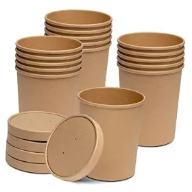 Cp-pc-32k-25 Rikkel Corp. 25 Count Kraft Paper Food Containers With Vented 32 Oz. -