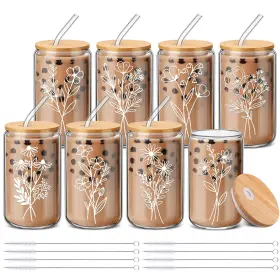 Oyh-rimcereal-1331 Rimcereal 8 Pcs Spring Floral Glass 2.78 X 5.91 Inches As Pictures Shown