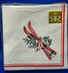 Pn-06344-c25-40 Roberts And Reid 40-ct 3-ply Paper Cocktail Napkins Christmas Skis