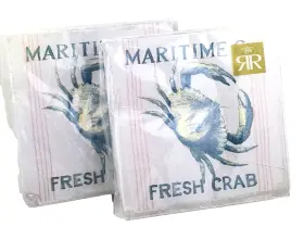Roberts & Reid 810640038833 2-pack And Maritime Co Fresh Crab Beverage Napkins 40 Count Nautical