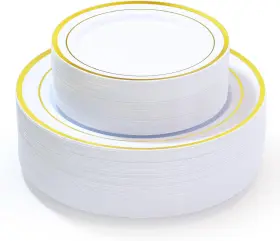 Yj-wg-100 Rocohanti 100 Pcs Gold Plastic Plates Disposable Include Yj-wg-100 Rocohanti 100 Pcs Gold Plastic Plates Disposable Include