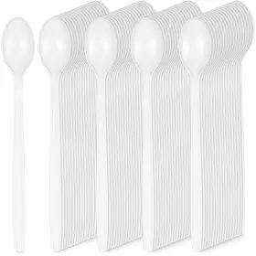 Kb0013 Romooa 150 Pieces White Plastic Sundae Spoons 7.2 Inch Disposable Utensils Ice Cream Sp