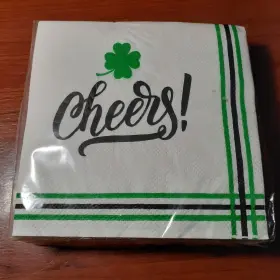 21838 Roobee Paper Party Napkins Cheers Shamrock Irish Cocktail Dessert 40 Pc