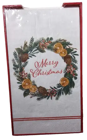 Roobee 634680012826 Guest Towels W Tray Disposable Inch Merry Christmas Kitchen 32 Paper 3 Ply Napkins