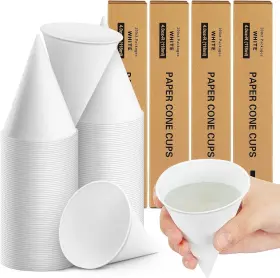 You-roshtia-313 Roshtia 800 Paper Cone Cups 4 Oz Disposable For Shaved Ice Slushies Cooler Dispenser