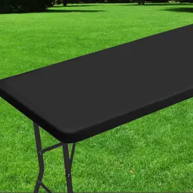 Cn001 Roucerlin Rectangle Picnic Table Cover Polyester Elastic Fitted Black 30 X 72