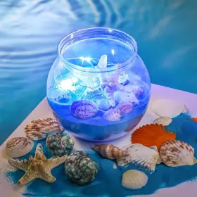 Qir-roundfunny-305 Roundfunny 12 Set 30 Oz Beach Themed Party Table Centerpieces 4 Inch Heavy Duty Round Plasti