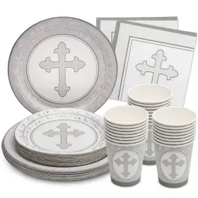 Royal Bluebonnet 850017555280 Et Baptism Plates And Napkins Party Supplies 24 First Communion Christeni