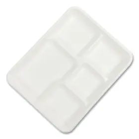 5-compartment Royal Paper Products 749507003779 Boardwalk Bagasse Pfas-free Food Tray 8.26 X 0.98 10.9 Tan