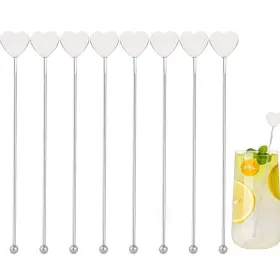 Rr00000216 Rr-ruoshui Heart Shaped Coffee Stirrers Stainless Steel For Cocktail Fruit Juice Lemonade