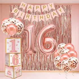 Sw-16 Rthpy Sweet 16 Party Decorations 16th Birthday Boxes Decor For Girls Women Si