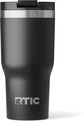 20992 Rtic 20oz Essential Tumbler With Lid Insulated Stainless Steel Black