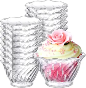 Rtteri 744759774354 Plastic Dessert Cups 30 Pack 6 Oz Clear Ice Cream Sundae Tasting Bowls Mini Rou