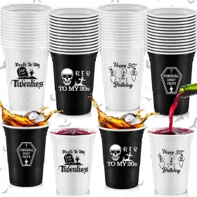 Hun-rtteri-3057 Rtteri 48 Pack Death To My 20s Decorations Cups 16 Oz Rip 30th