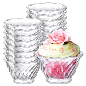 Hun-rtteri-345 Rtteri 30 Pack Plastic Dessert Cups 6 Oz Clear Ice Cream Sundae Tasting Bowls