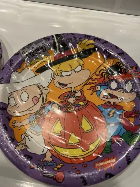 Rugrats 018100147563 Vtg 90s 4 Packages Halloween 9 Inch Paper Plates Design Ware 32