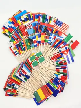 Rukitu 768572320123 Rukltu 200 Pcs Mini Countries Toothpick Flags Decorations Party Theme Differ