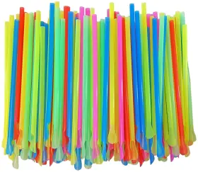 Rupert And Jeoffreys Trading Co. 016463155508 Sno-cone Spoon Straws 400 Mixed Neon