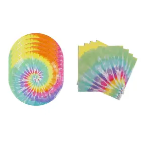 S&w Manufacturing 643934894538 Tie Dye Party Supplies For 16 Guests Including Paper Plates And Napkins Birt