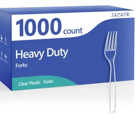 Ashima-528 Sacatr 1000 Count Plastic Forks Heavy Duty Silverware Clear Premium
