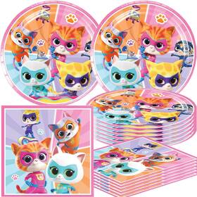 Sacuoskdyu 5345r3 40pcs Super Kitties Party Supplies Include 20 Plates Napkins For Birthday