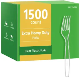 Saeuyvb 735907519323 1500 Count Plastic Forks Heavy Duty Silverware Clear Premium