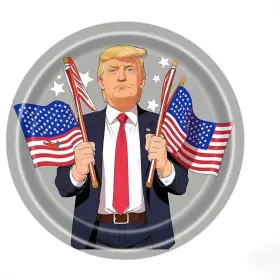 Salunhey 412350045302 Donald Trump Birthday Party Paper Plates 7 Inch 48 Pcs With American Flag A