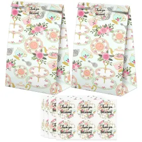 Bags-24 Sampartyshop 726334022098 Tea Goodie Pcs Party Favors Candy Bags With Stickers Goody G