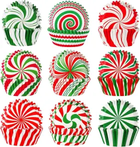 125-5282 Sannix 450pcs Christmas Cupcake 5 X 3 Cm /1.96 1.18 Inches Red Green White