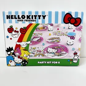 20878 Sanrio #20878 Hello Kitty Birthday Party Kit Box- Box For 8- Plates 2 Sizes Napkins Cups Nib
