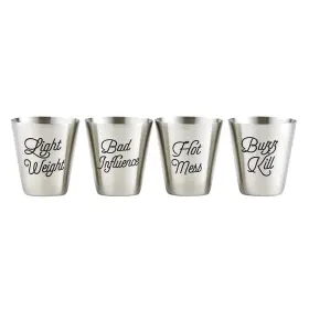 2-ounces Santa Barbara Design Studio 886083756634 Sips Drinkware Stainless Steel Shot Cups 4-count Personality