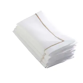 Saro Lifestyle 789323245274 Embroidered Line Design Napkins Set Of 4 Champagne 20 Inch