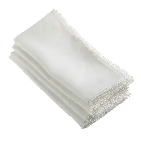 15062.i20s Saro Lifestyle 789323310330 Pomponin Collection Linen Pom Napkins Set Of 4 20 Inch Ivory